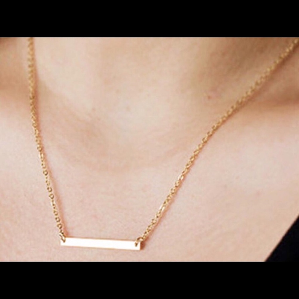 Gold Dipped Simple Bar Plate Necklace